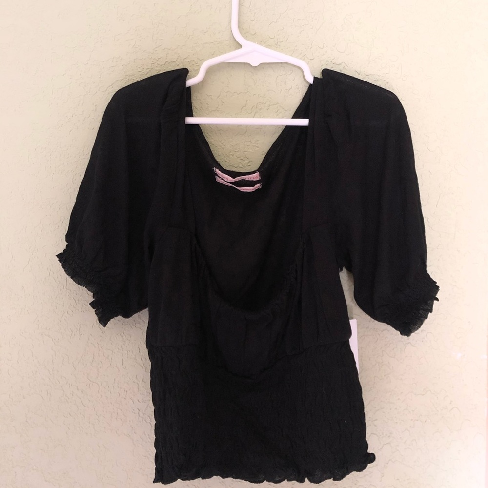 urban outfitters smocked square neck blouse XS